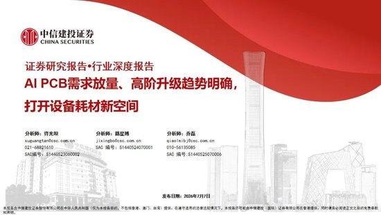 中信建投:AI PCB需求放量、高阶升级趋势明确,打开设备耗材新空间
